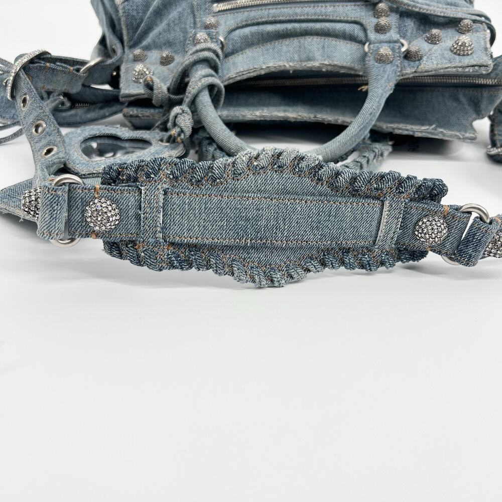 AUTHENTIC BALENCIAGA Neo Cagole City Handbag Denim Rhinestone Bag 2023 - Picture 11 of 12